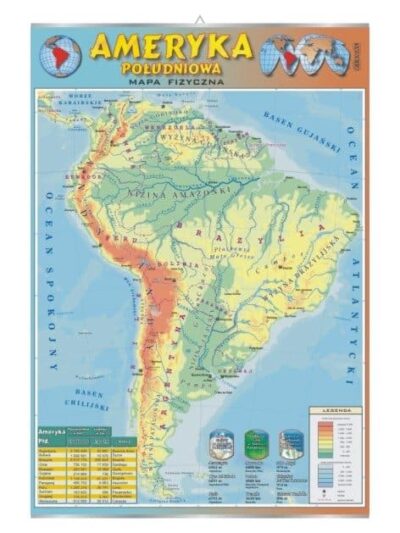 Ameryka Południowa mapa V Ameryki plansza plakat