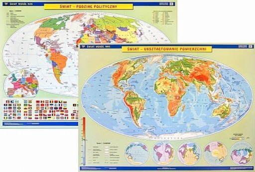 Duo Świat mapa fizyczna mapa polityczna WDS