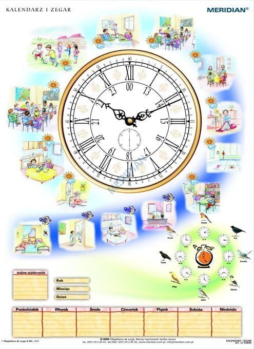 kalendarz zegar plansza