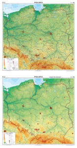 Polska Mapa ogólnogeograficzna / mapa do ćwiczeń PCV