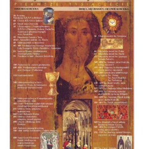Dzieje chrześcijaństwa I tysiąclecie religia plansza plakat