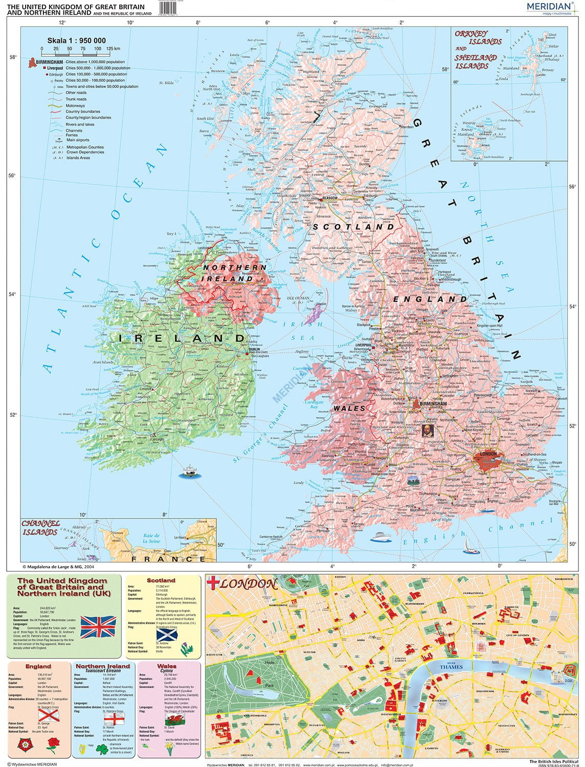 The British Isles political - mapa ścienna w języku angielskim