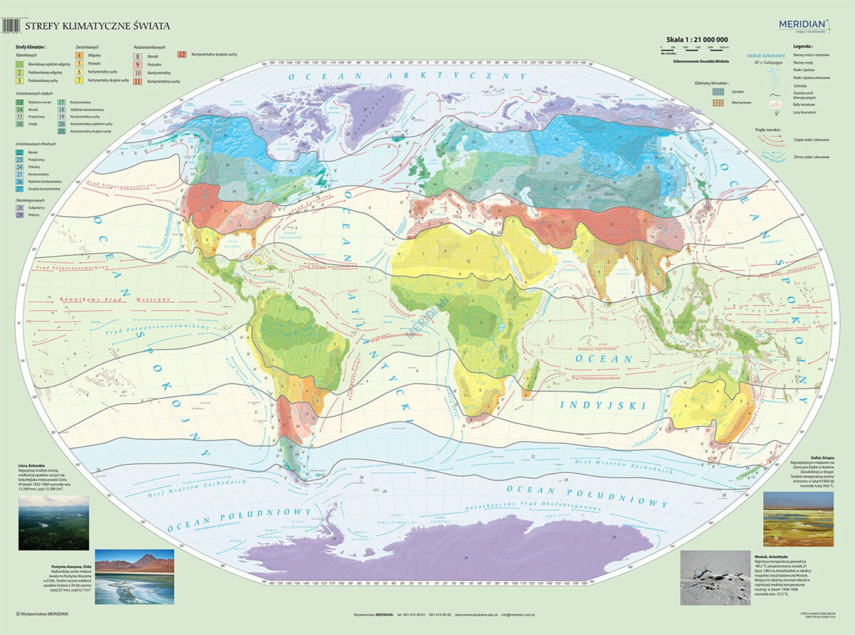 Strefy klimatyczne świata - mapa ścienna