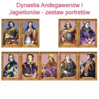 Zestaw portretów Dynastia Andegawenów i Jagiellonów w folii  Część zestawu królów oraz książąt składa się z 10 szt. portretów.