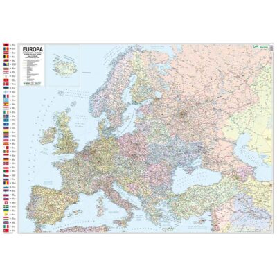 EUROPA DUŻA MAPA ŚCIENNA POLITYCZNA I DROGOWA 1:4 300 000